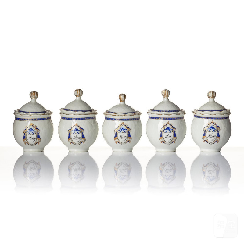 A set of 10 'European Subject' custard cups with covers and a coffeepot with cover, - 图3